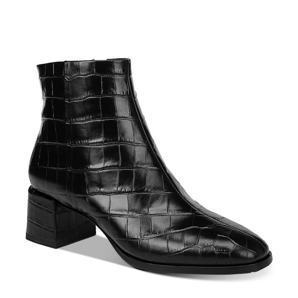 Via Spiga Sahira Croc-Embossed Leather Booties